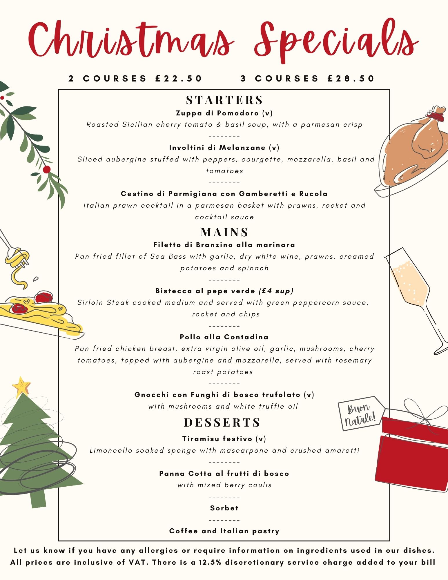Sicily Italian Restaurant Main Menu