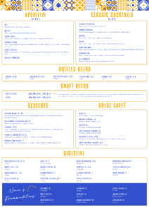 desserts & drinks menu