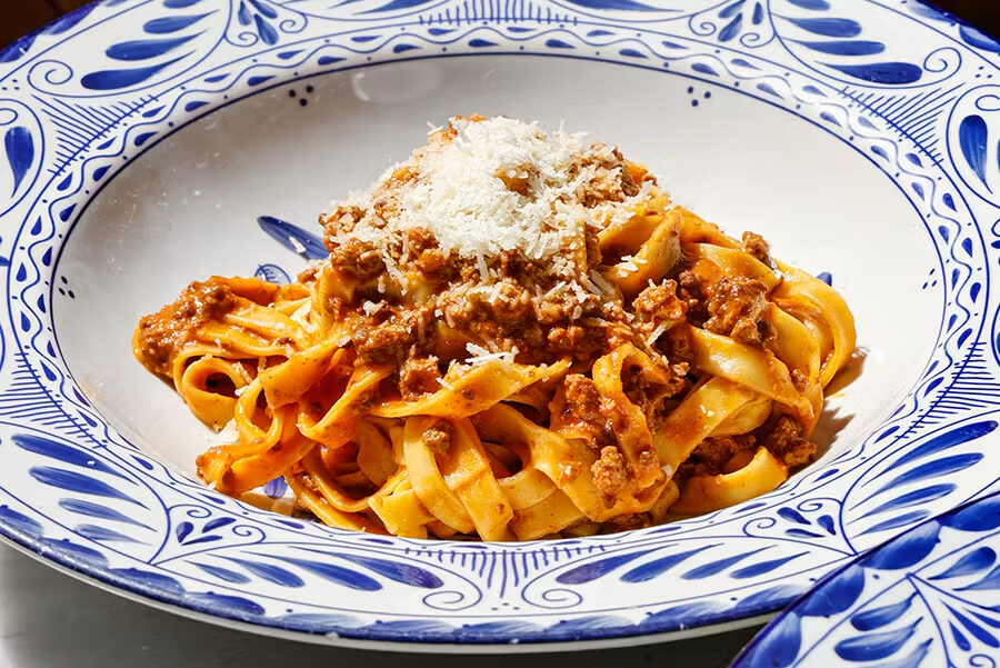 Fettuccine pasta with beef ragu bolognese