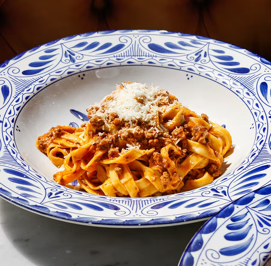 Fettuccine pasta with beef ragu bolognese