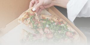 pizza in takeaway box