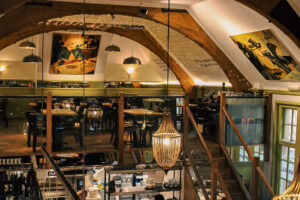 Sicily Restaurant’s intimate mezzanine space, elegantly set for private dining and celebrations, accommodating up to 50 guests.
