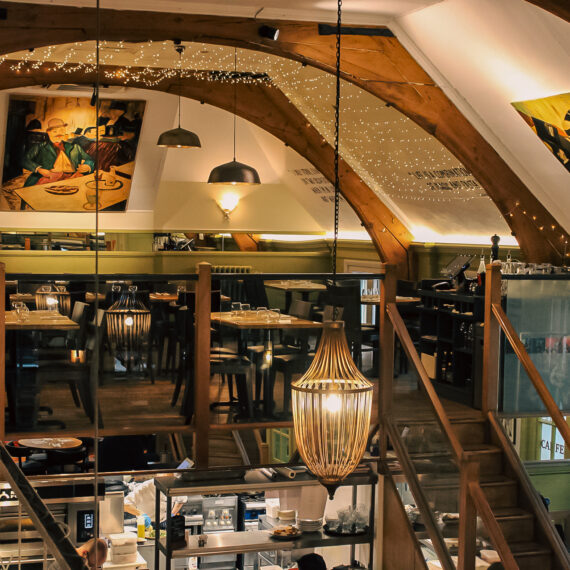 Sicily Restaurant’s intimate mezzanine space, elegantly set for private dining and celebrations, accommodating up to 50 guests.